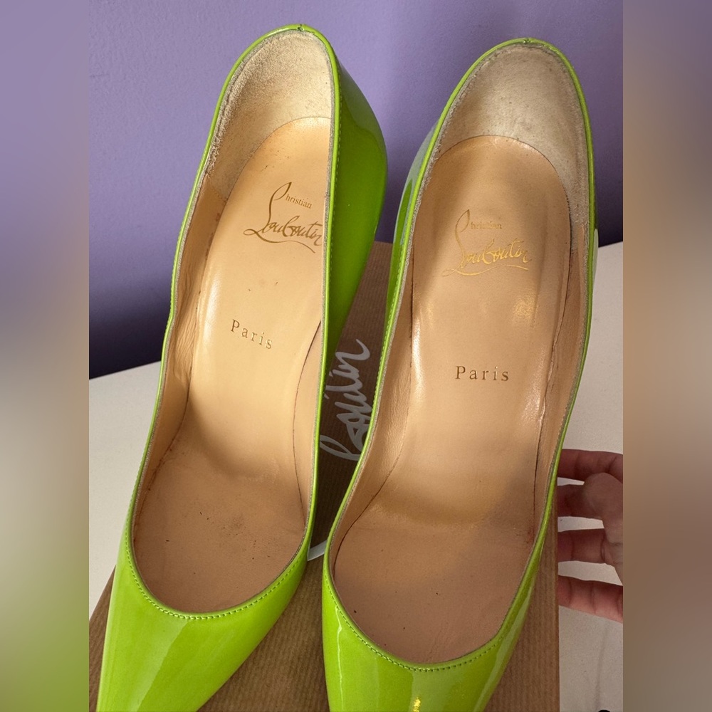 Christian Louboutin Lime Green Pigalle follies 100 Stiletto Heels - Picture 5 of 16